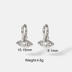 Stainless Steel Earrings Jewelry Cubic Zirconia Eye Earrings