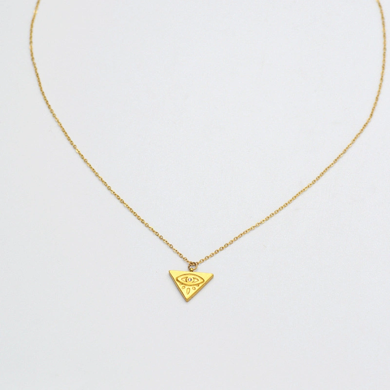 Simple Stainless Steel Eye Pendant Necklace