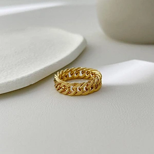 Hip Hop Fashion Simple Titanium Steel Gold Ring