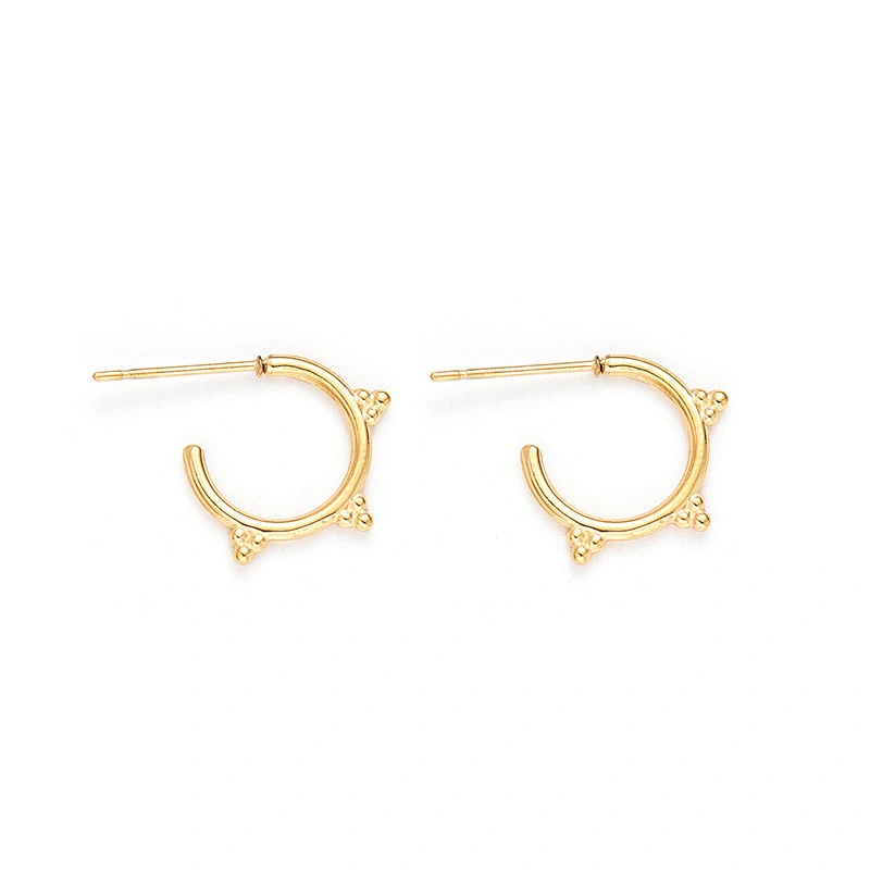 Stainless Steel Gold Plated C Shaped Earrings Metal Jewelry