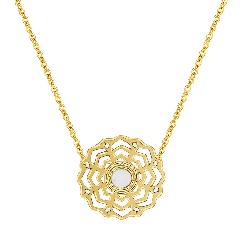 Hollow Flower Stud Earrings Set Vintage Steel Necklace