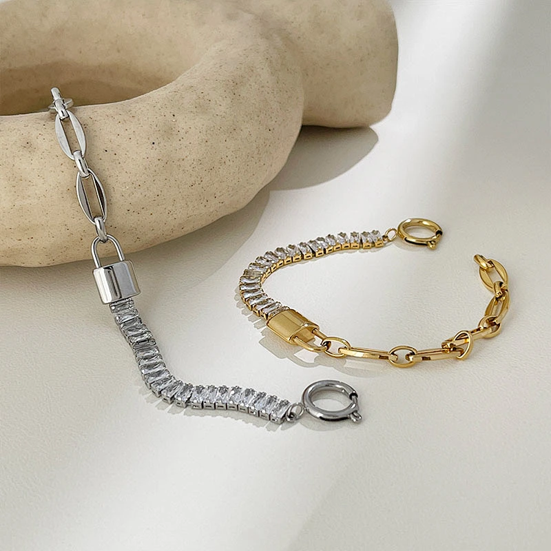 Popular Chain Design OT Buckle Inlaid Zircon Bracelet