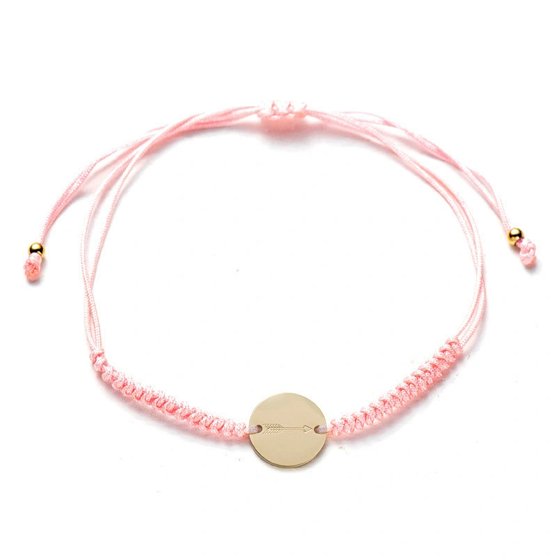 Stainless Steel Braided Rope Bracelet Coin Shape Chips Anklet