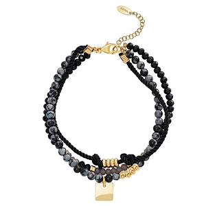 Polyester Twisted Rope Bracelet Square Steel Charms Jewelry