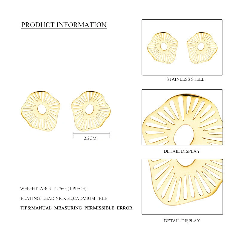 Simple Design Golden Hollow Earrings Nickel Free Stainless Steel