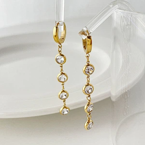 Women's Long Tassel Earrings Colorful Zircon Earrings