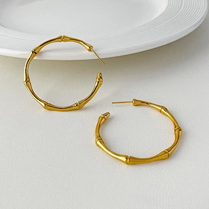 Stainless Steel Gold Plated Simple Large Hoop Earrings