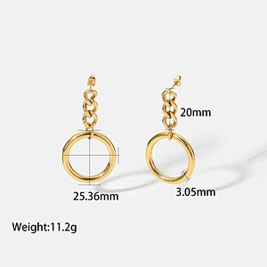 Women's Stainless Steel Cuban Chain Hoop Earrings