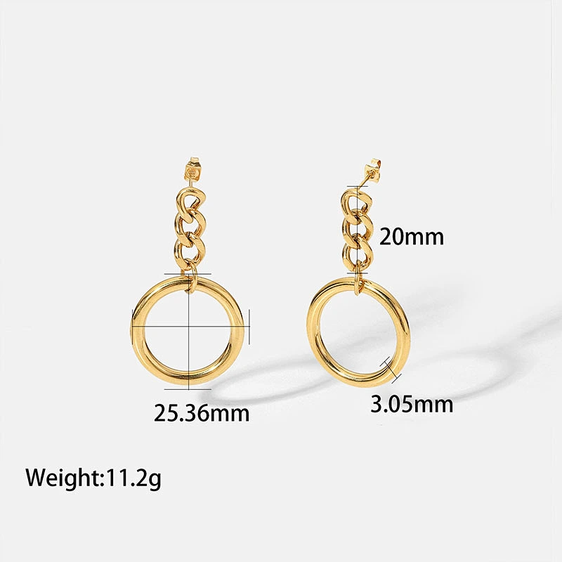 Women's Stainless Steel Cuban Chain Hoop Earrings