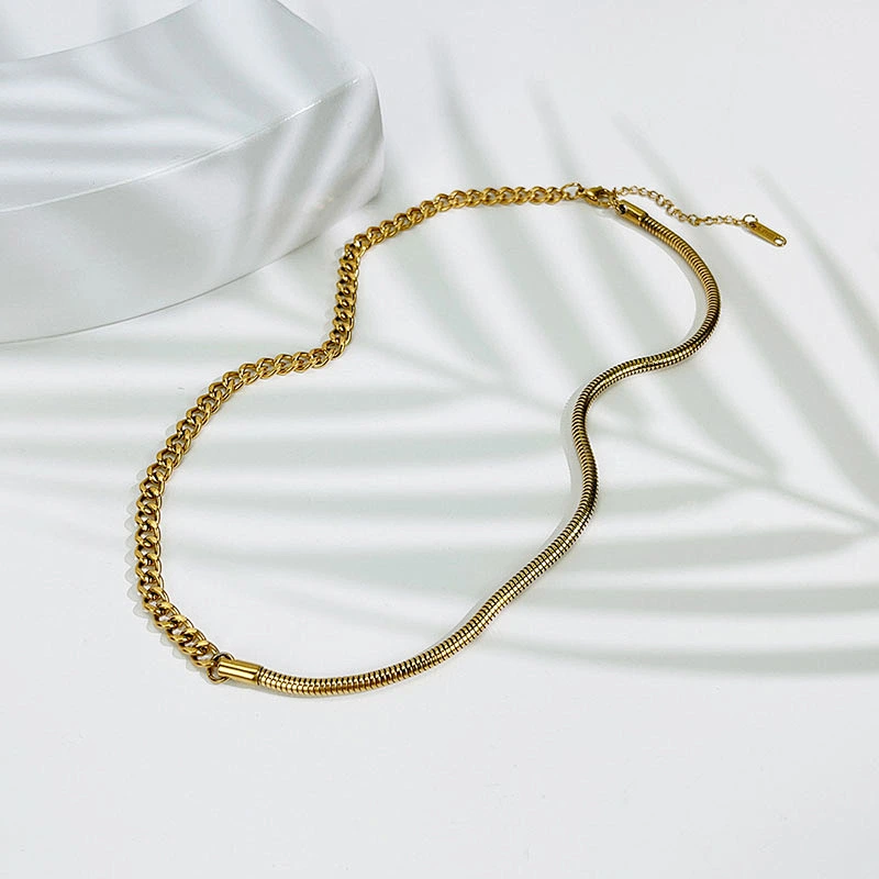 New 18K Titanium Steel Necklace Snake Bone Chain Necklace
