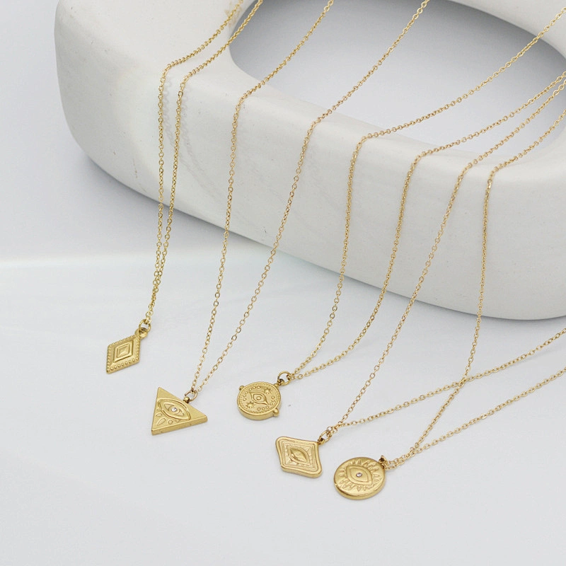 Simple Stainless Steel Eye Pendant Necklace