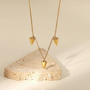 Simple Stainless Steel Gold Love Pendant Necklace Women