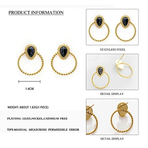 Stainless Steel Water Drop Stone Earrings Nickel Free