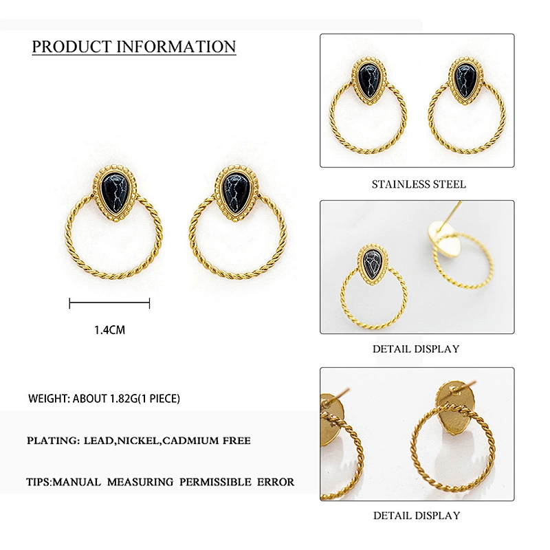 Stainless Steel Water Drop Stone Earrings Nickel Free