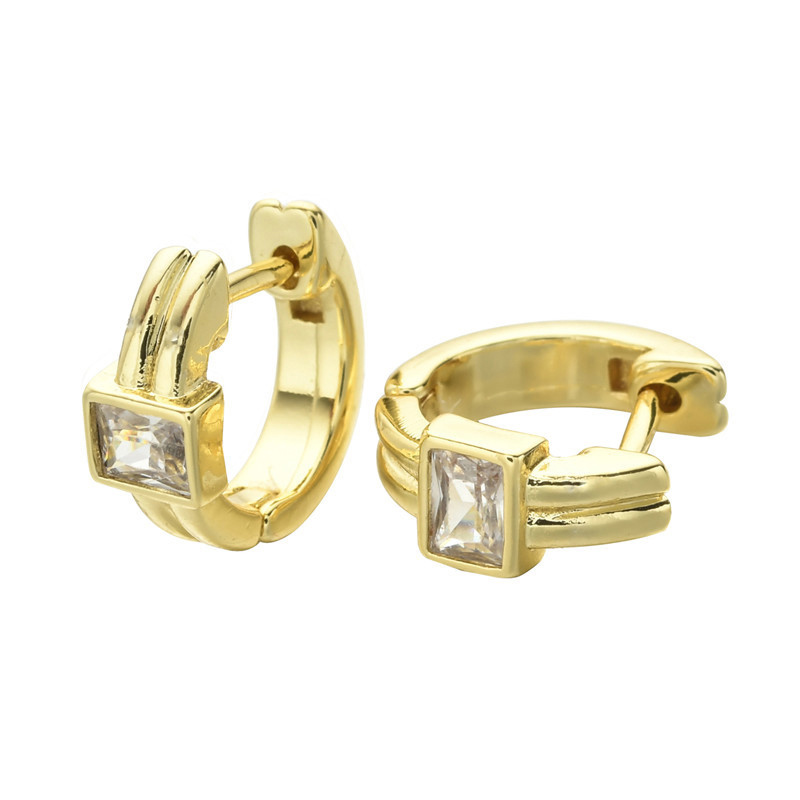 Rock Style Zircon Earrings Copper Plated Hoop Earrings