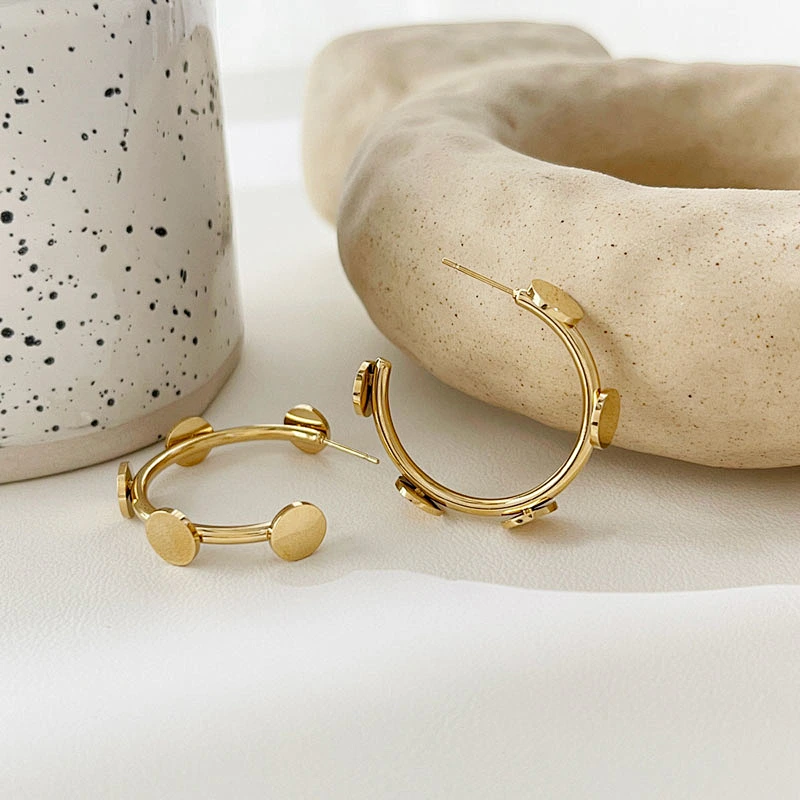 Metal Stainless Steel Earrings Gold C Shape Earrings