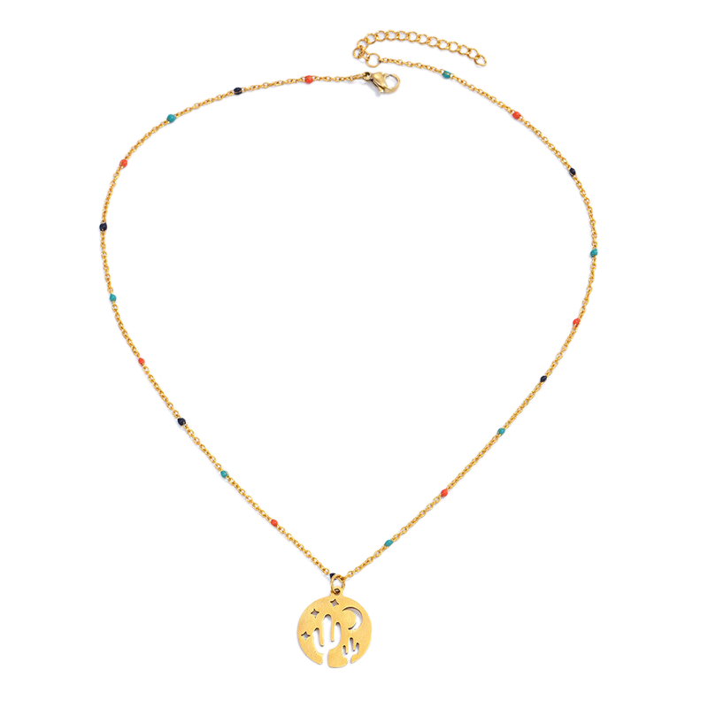 Fashion Colorful Bead Necklace Star Hollow Pendant Necklace