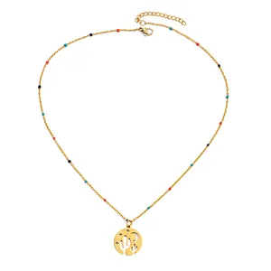 Fashion Colorful Bead Necklace Star Hollow Pendant Necklace