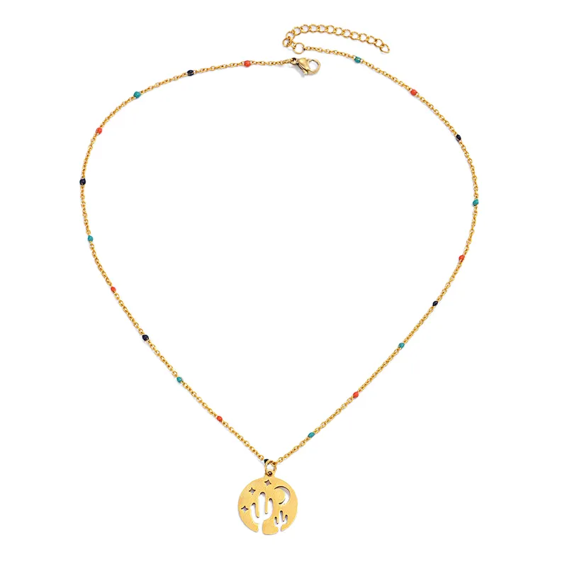 Fashion Colorful Bead Necklace Star Hollow Pendant Necklace