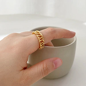 Hip Hop Fashion Simple Titanium Steel Gold Ring