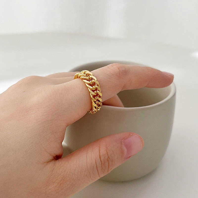 Hip Hop Fashion Simple Titanium Steel Gold Ring