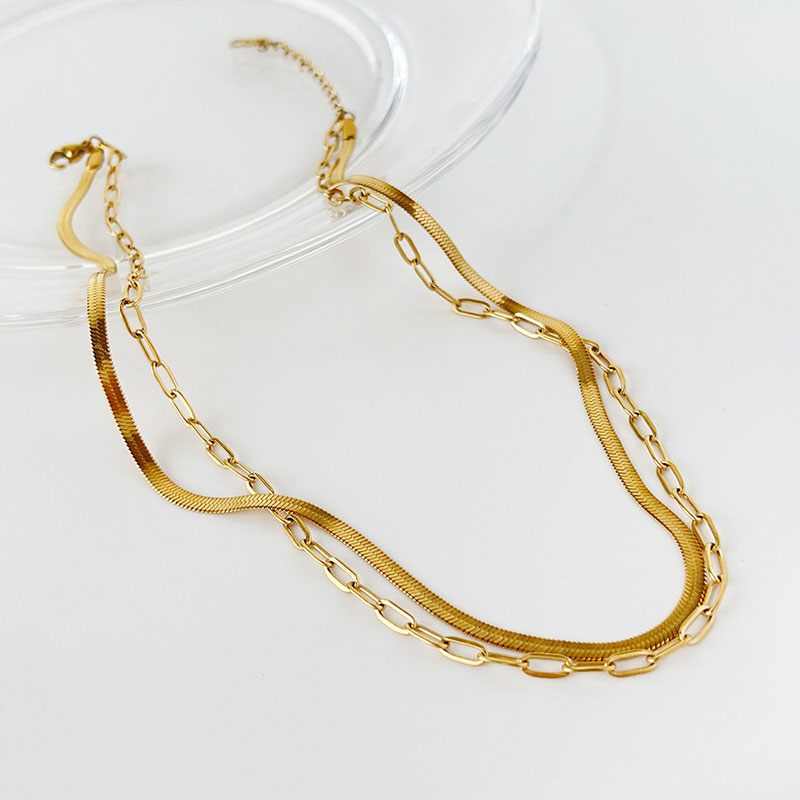 Personality Double Chain Simple Snake Bone Chain Necklace