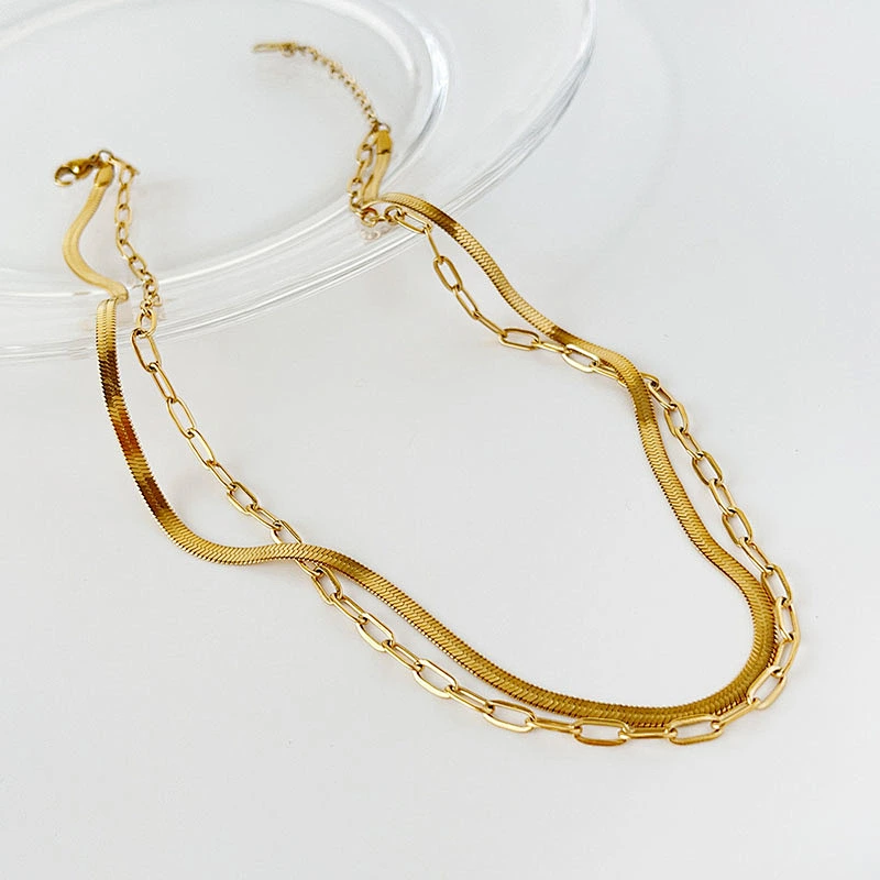 Personality Double Chain Simple Snake Bone Chain Necklace