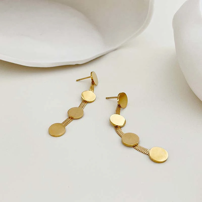 Stainless Steel Round Accessory Snake Chain Earrings