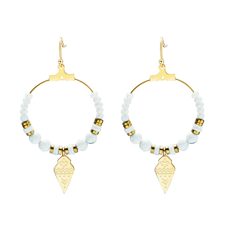 Bohemian Titanium Steel Natural Stone Earrings Women