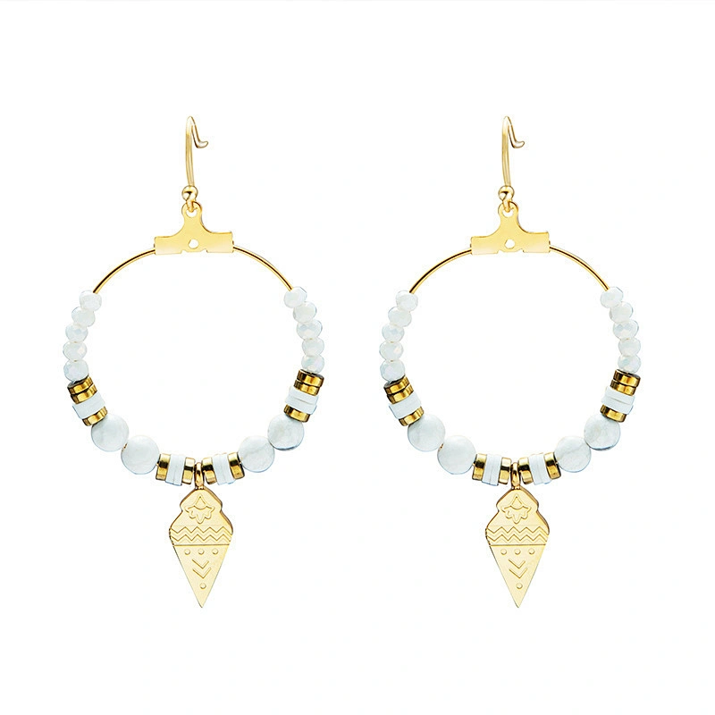 Bohemian Titanium Steel Natural Stone Earrings Women