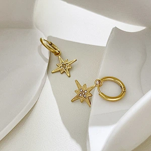 Luxury Star Earrings Female Star Zircon Hoop Earrings
