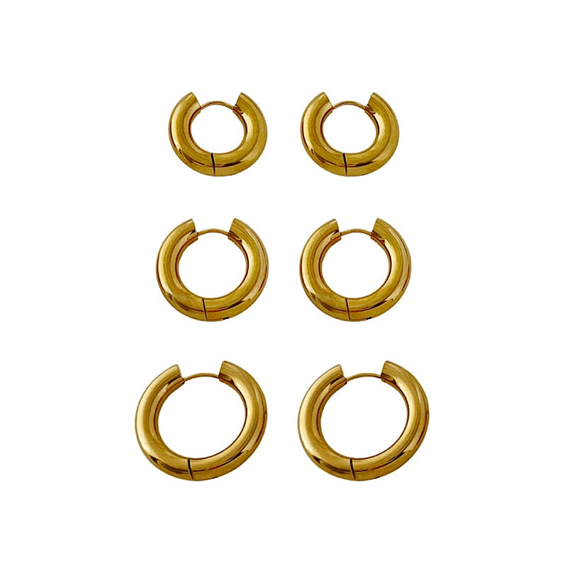 Gold Stainless Steel Earrings New 18K Gold Hoop Earrings