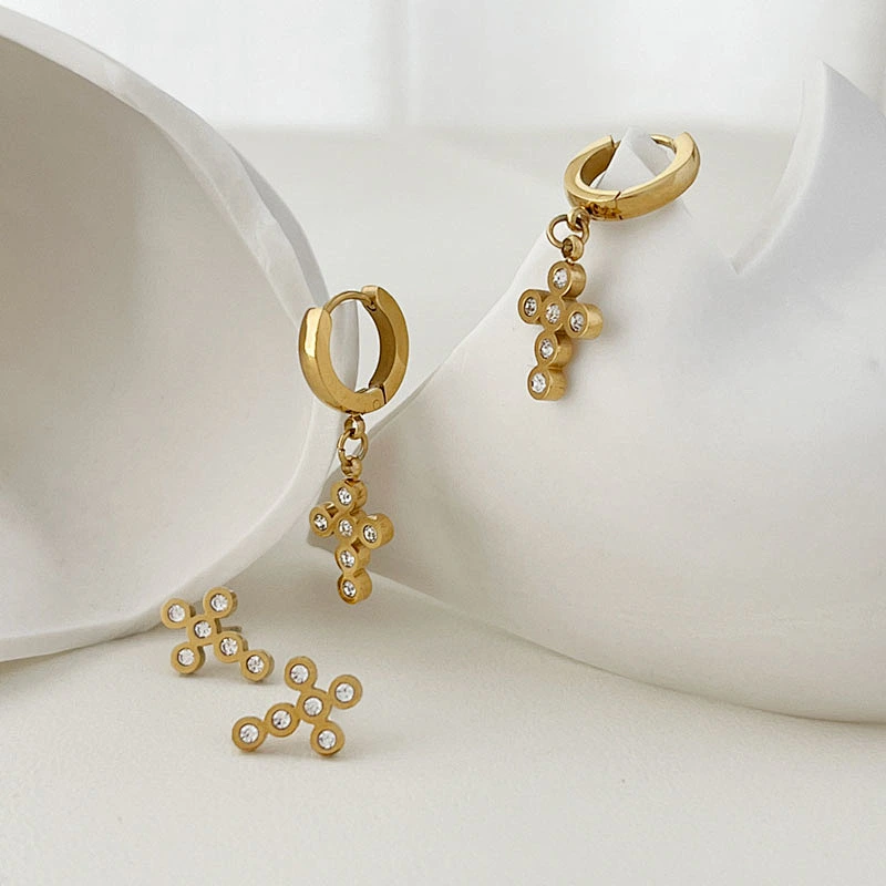 2022 New Hoop Earrings Cross Zircon Earrings