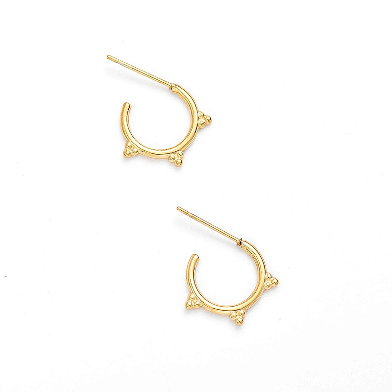 Stainless Steel Gold Plated C Shaped Earrings Metal Jewelry