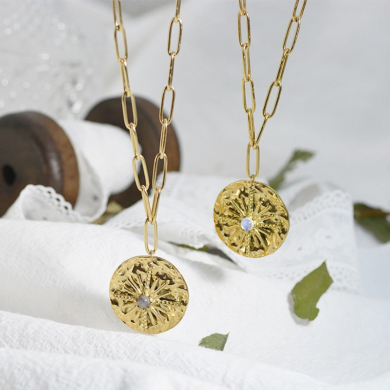 Women Vintage Star Pendant Necklace Steel Necklace