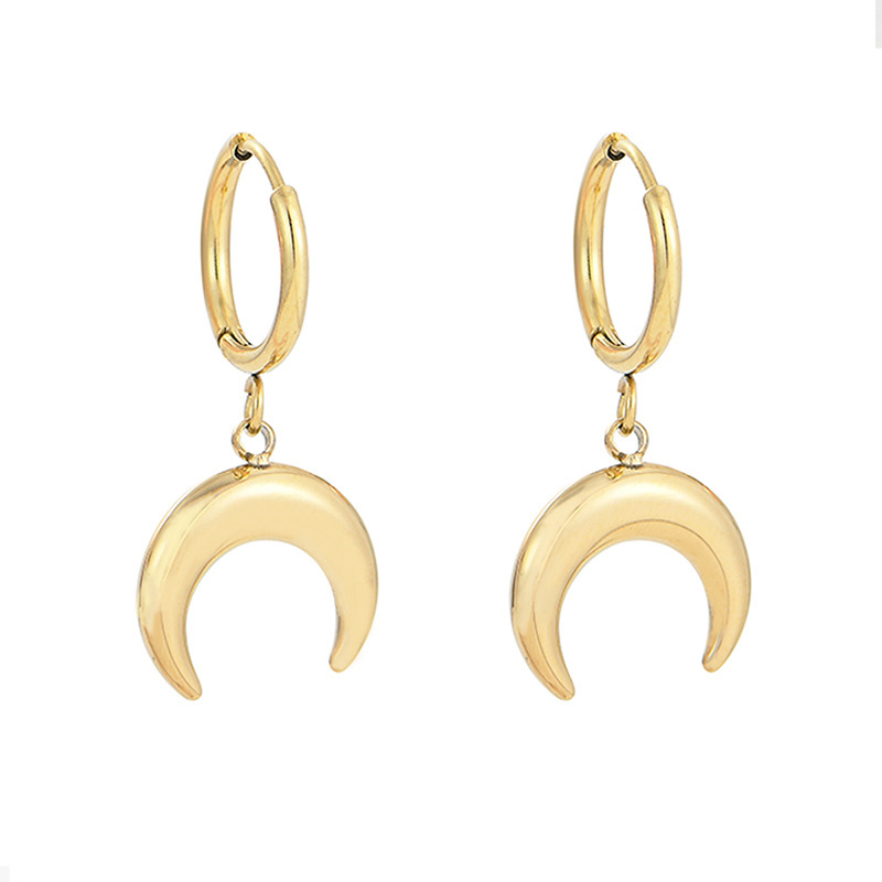 Fashion Metal Moon Hoop Earrings Steel Earrings Wholesale