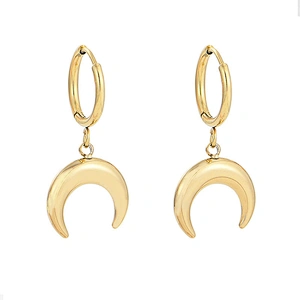 Fashion Metal Moon Hoop Earrings Steel Earrings Wholesale