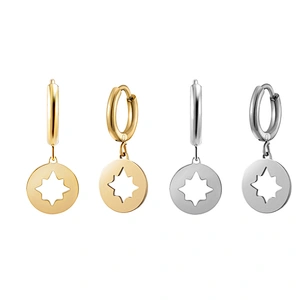 Fashion Stainless Steel Hollow Pentagram Earrings
