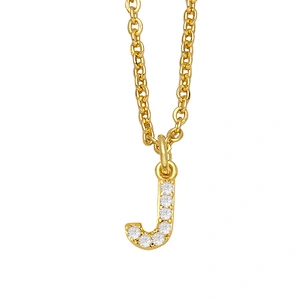 18k Gold Plated DIY Letters Necklace With CZ Diamond Pendant