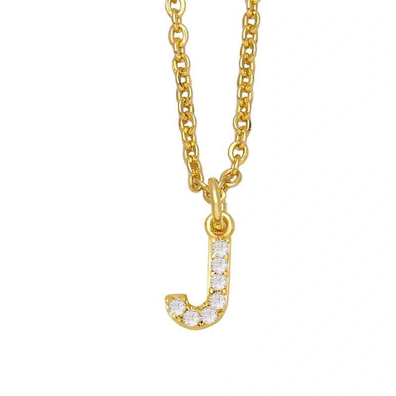 18k Gold Plated DIY Letters Necklace With CZ Diamond Pendant