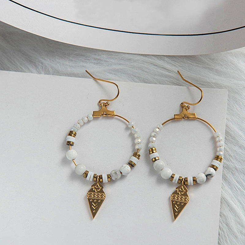 Bohemian Titanium Steel Natural Stone Earrings Women