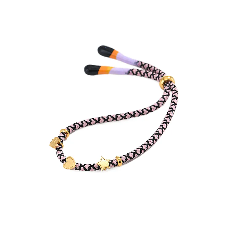 Bohemian Colorful Braided Stars Fluorescent Heart Bracelet