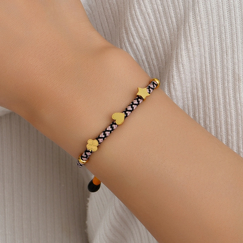 Bohemian Colorful Braided Stars Fluorescent Heart Bracelet