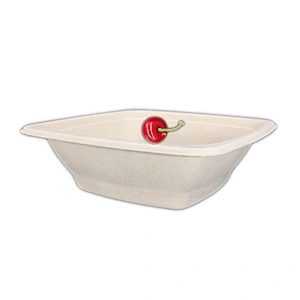 Sugarcane/Bagasse-24oz Square Bowl, Unbleached