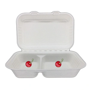 Sugarcane/Bagasse- 1000ml 2-com Clamshell‚ Unbleached