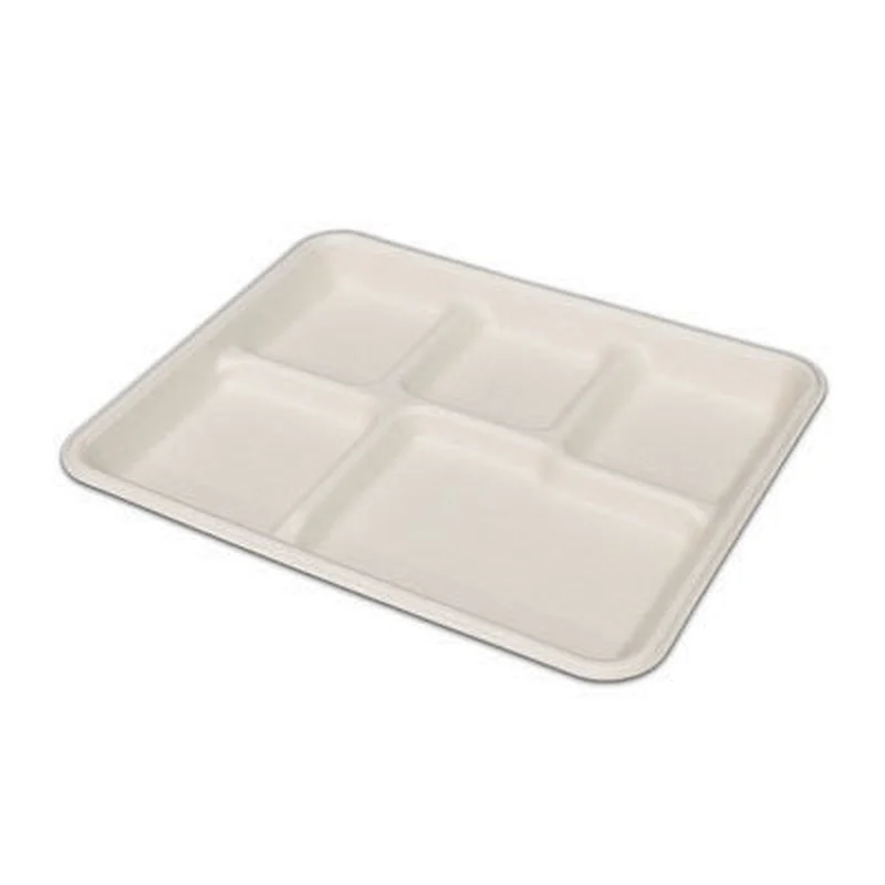 Sugarcane/Bagasse-Large 5-com Tray‚ Unbleached