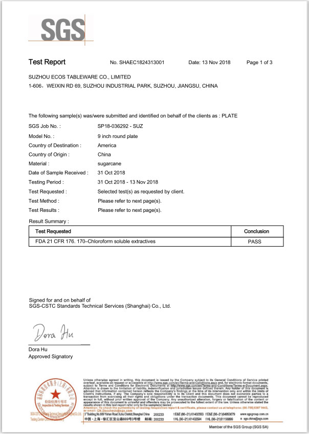 FDA for sugarcane/bagasse 1