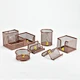 For office 6 pieces rustless rose gold metal mesh organizer set