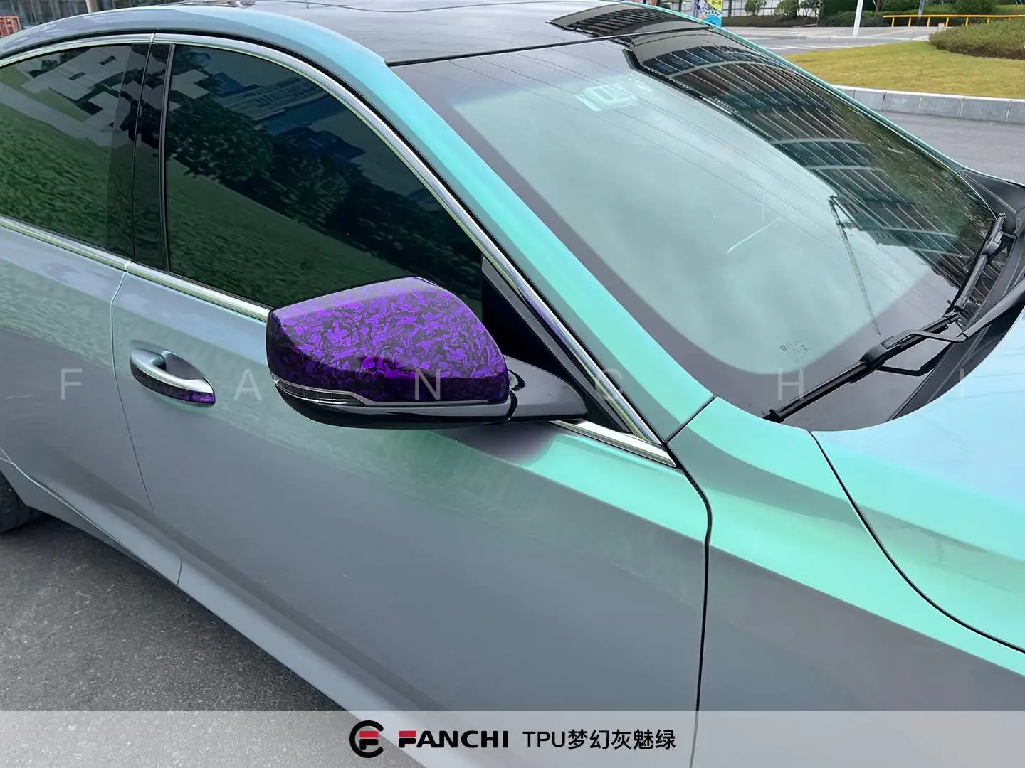 grey green car wrap