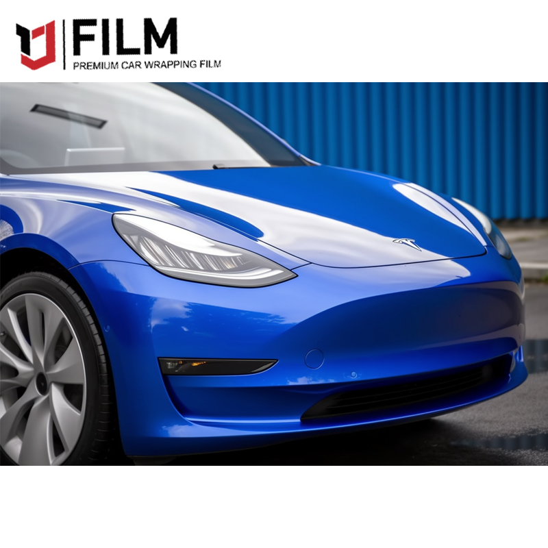 YAJIU Super Gloss Sapphire Blue Vinyl Car Wrap